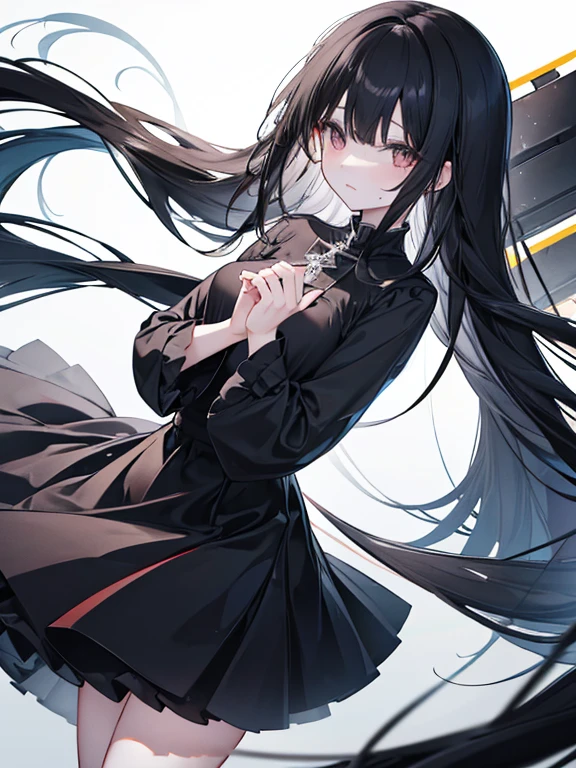 Girl long hair black Mourning clothes skirt Droopy eyes