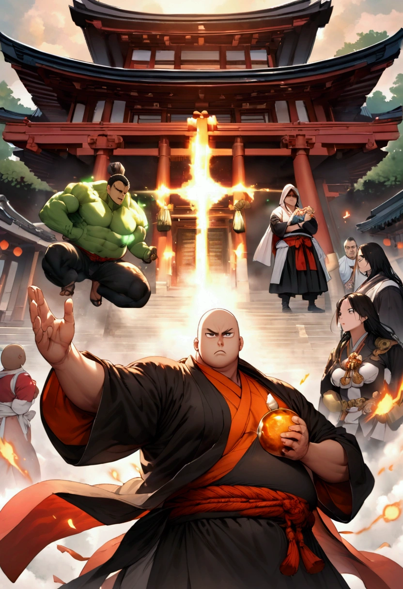 Japanese monk、I&#39;m a little overweight、Round sunglasses、Equip a ritual item、Hero of Justice、One Punch Man、exorcist、Japanese Temples、strongest