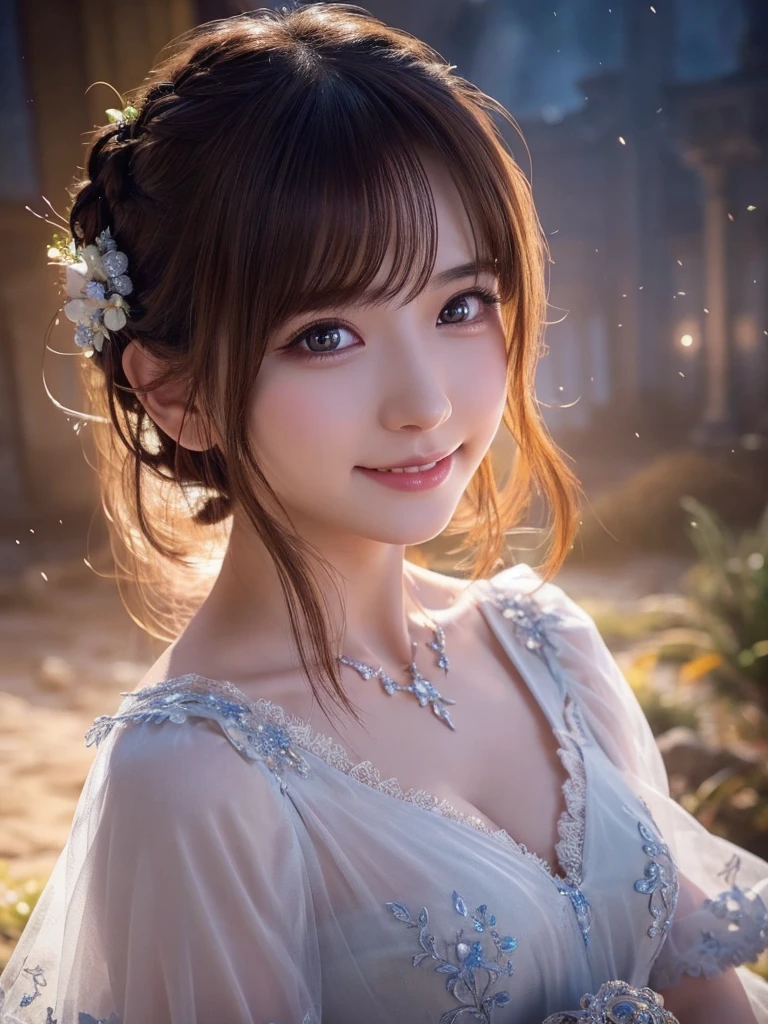 beautiful detailed eyes, beautiful detailed lips, extremely detailed eyes and face, long eyelashes, 1girl, fantasy character, (final fantasy, yuuna:1.0), cutie smile,elegant dress, magical girl, highly detailed, fantasy landscape, dramatic lighting, glowing effects, mist, intricate details, volumetric lighting, cinematic composition, hyper realistic, 8k, best quality, masterpiece, photorealistic