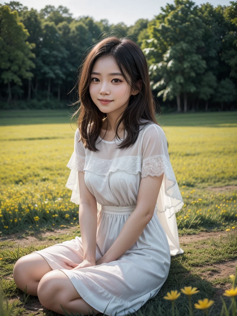 ขอให้คืนนี้หลับฝันดีนะครับ

Three quarter view the scene reveals a 28-year-old Thai woman radiating joy as she sits in a sun-drenched meadow, golden hour shot, her traditional Thai Sivalai dress of green, pink, and white harmonizing with the vibrant wildflowers around her; the soft morning light bathes her hopeful smile in a warm glow, while delicate textures of petals and grass contrast with the rich, embodying freedom , half body shot, Captured with a Leica SL2-S , Leica Summilux-SL 50mm f/1.4 ASPH, ISO 100, Shutter Speed 1/200s