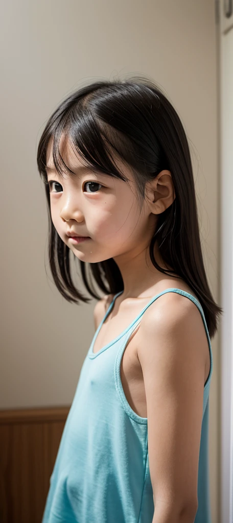 5 year old,cute girl,Bust Emphasis,Upper Body,The clavicle is visible,A tank top