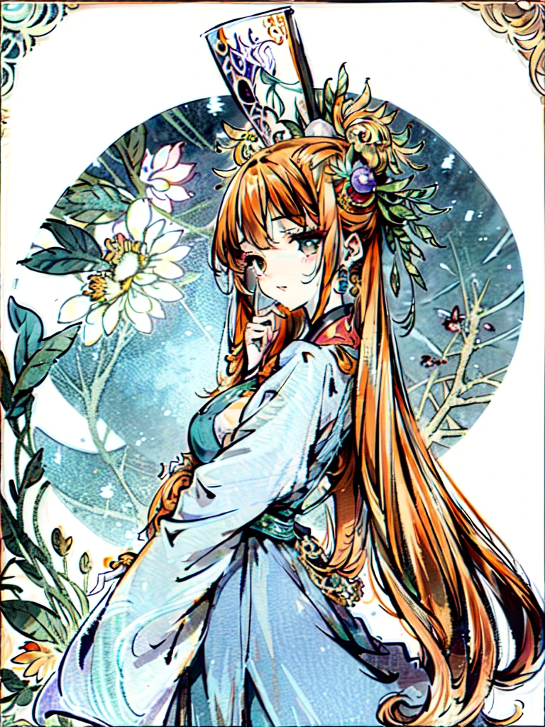 (tarot card), a woman with long orange hair and flowers in her hair is featured in a poster for alphonse mucha's the alphonse mucha by Alphonse Mucha,