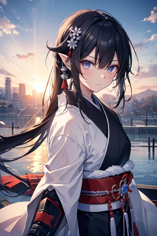 Three Samurai、Winter city、Pointy ears、Black Hair、Iris、male