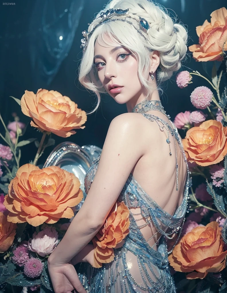 a cosmic goddess lady gaga in dark sheer alien costume, detailed intricate pattern on costume, dreadlocks hairstyle, alien legs, dramatic dramatic dark moody lighting, dramatic contrast, cinematic composition, highly detailed, photorealistic, 8k, masterpiece