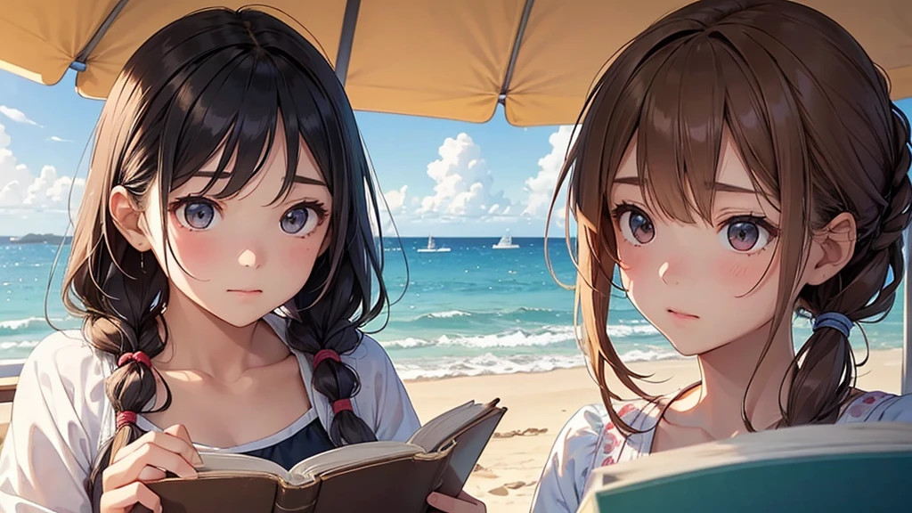 highest quality、High resolution、Detailed Background、(Beautiful face in every detail:1.4)、Anatomically correct、(Detailed facial expressions)、(Detailed eyes:1.2)、age beauty、(Highly detailed face:1.4)、Huge breasts、Cute hair colour、Twin tails、well-groomed eyebrows、I can picture a girl walking along the beach at sunset.。
She is wearing a summer dress but is looking up at the sky with a cool look on her face.。
The sandy beach lit by the setting sun shines golden, and the summer sunshine gradually々It seems to be weakening。
The image of the girl sitting on a beach chair and reading a book is also impressive.。
Her expression seems to be immersed in summer memories and feeling the pleasant sea breeze.。
You can see the sadness of summer vacation coming to an end and the anticipation of autumn.。
The sight of a girl taking a nap in the shade of a tree by the sea also brings to mind the end of summer.。
The way they sleep leisurely shows that they are tired from the summer.、It gives a glimpse into the upcoming autumn.。
I can picture a girl walking alone along a seaside road.。
In the twilight、She looks a little sad as she reminisces about her summer memories.。
But at the same time, her expression shows her anticipation for autumn, which is impressive.。