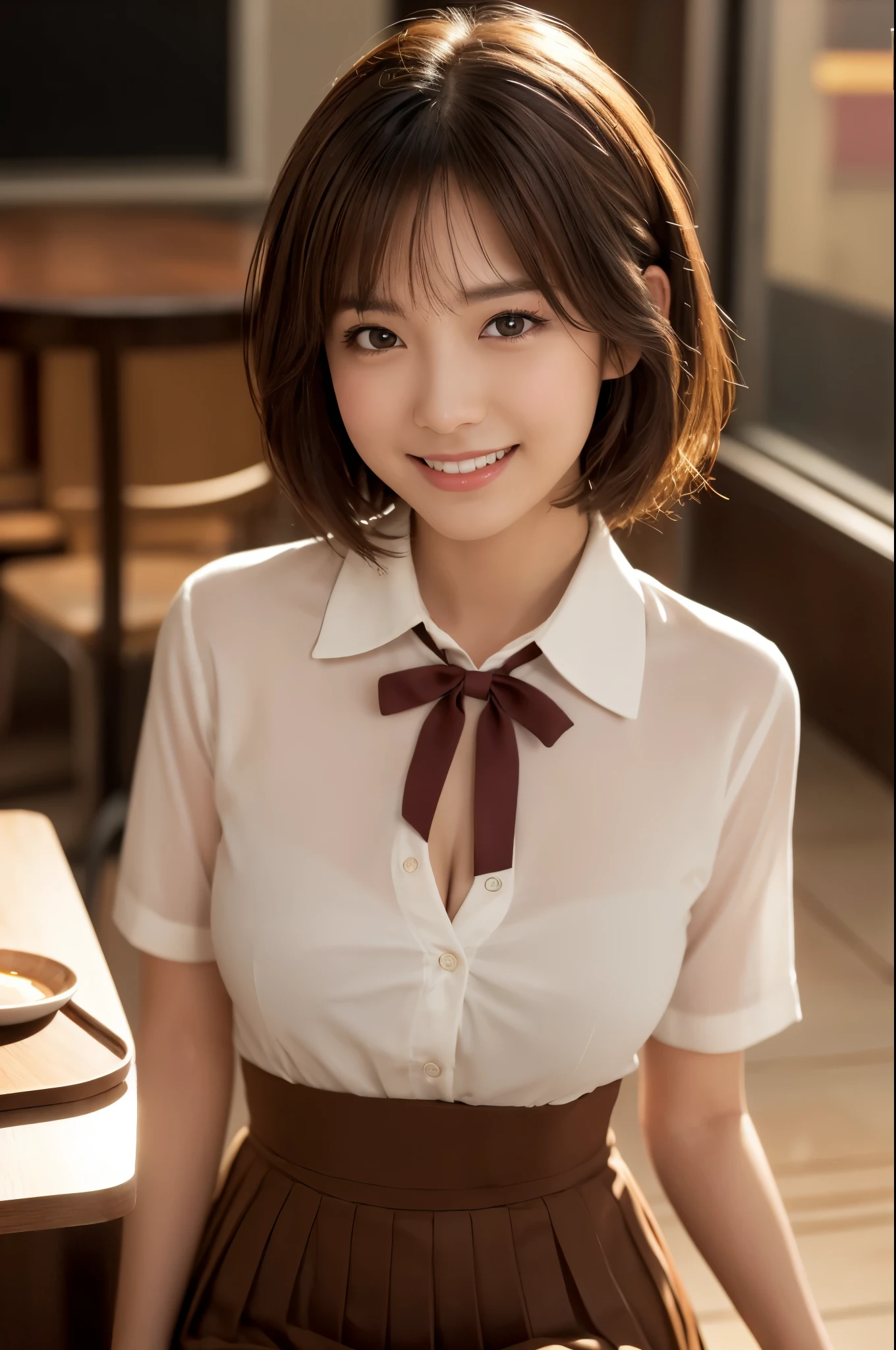 A close up of a woman in a dress shirt and tie - SeaArt AI