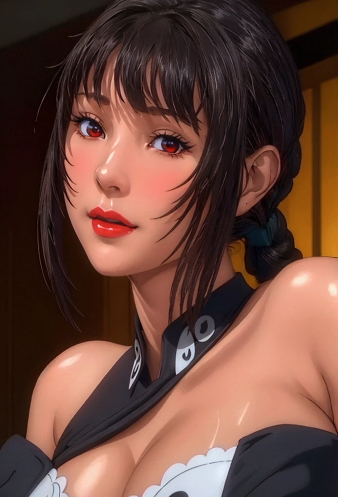 1girl, solo, mature lady, milf, beautiful character design, cg unreal engine, hd, 4k, full shading, perfect shading, professional art, extremely detail character design, a girl with long white hair wearing black theme soldier uniform, happy, smug, red eyes color, red lips, all four body shot, looking at viewer, evil pupil eyes,