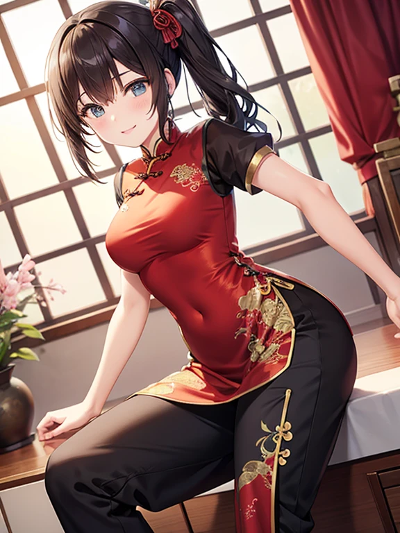 Highest quality,Highest Resolution,Beautiful girl in cheongsam,Cat ear,blushing in embarrassment,