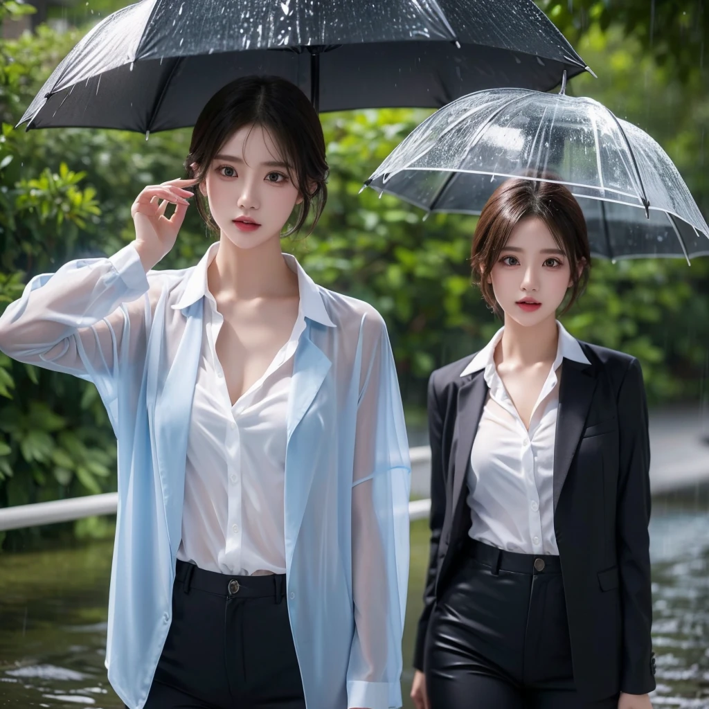 exy pose、Hair getting wet in the rain、Mr.々Hair style、Short Hair、Transparent shirt、Beautiful woman getting wet in the rain、typhoon、Get wet without an umbrella、Beautiful woman in the rain、雨で濡れたBeautyOL、Detailed face、Realistic、beautiful girl、Beauty、Office Lady Uniform、beauty、Beautiful woman、Narrow waist、Handsome woman、Tight pants look、suit、Sexy pose、タイトなsuitパンツ、雨で濡れたsuit、Wet naked shirt、See-through shirt、Shot in heavy rain、Naked shirt、Gaudy colored underwears