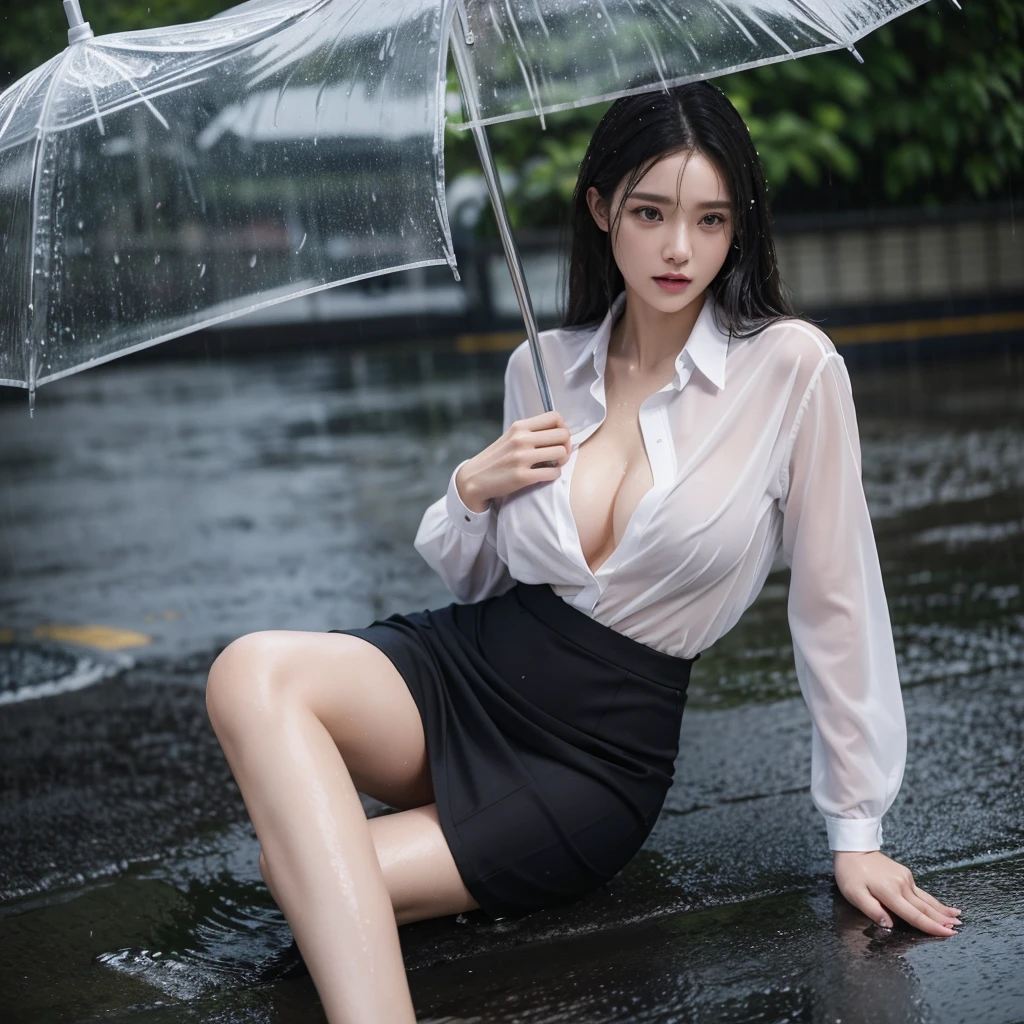 mini skirt、Leg spread、Hair getting wet in the rain、Transparent shirt、Beautiful woman getting wet in the rain、typhoon、Get wet without an umbrella、Beautiful woman in the rain、雨で濡れたBeautyOL、Detailed face、Realistic、beautiful girl、Beauty、Office Lady Uniform、beauty、Transparent nipples、Beautiful woman、Narrow waist、Handsome woman、Tight pants look、suit、Sexy pose、タイトなsuitパンツ、雨で濡れたsuit、Wet naked shirt、See-through shirt、Shot in heavy rain、Naked shirt