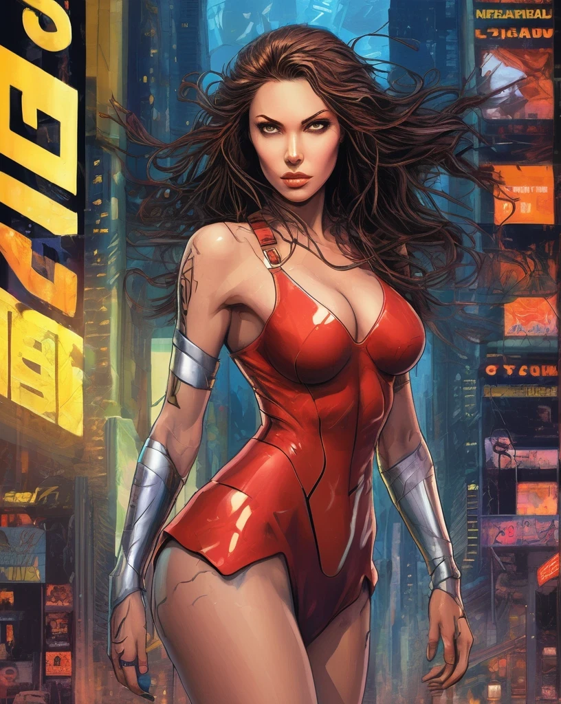 Dramatic Lighting Photography, comic book cover with (ohwx woman:1.0),anime style, key visual, vibrant, studio anime, highly detailed, digital artwork, illustrative, painterly, matte painting, highly detailed, cinematic composition,