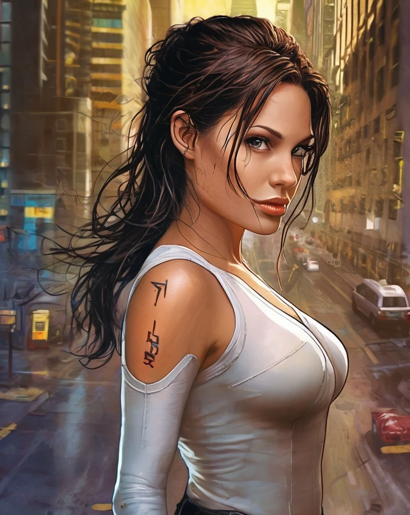 Dramatic Lighting Photography, comic book cover with  (ohwx woman:1.0),anime style, key visual, vibrant, studio anime, highly detailed, digital artwork, illustrative, painterly, matte painting, highly detailed, cinematic composition,