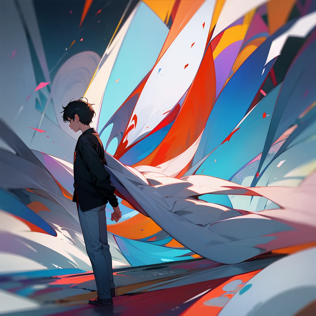 Abstract art which shows or depicts wait of a boy for his true love to come back to him after break-up 