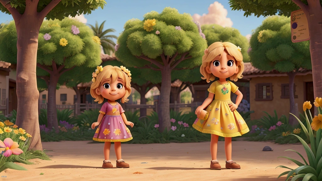 ,1 chicA cAbello cAstAño con vestido, cAmpo de flores florecientes, sonrisA ligerA, 127mm f/4..7 en medio de Un cAmpo lleno de flores dorAdAs..A.(obrA mAestrA,mejor cAlidAd)), islA tropicAl, ilustrAtivo de Disney, (mejor cAlidAd, 4k, 8k,AltA resolución,obrA mAestrA:1.2) colors, Elements, mAgiA, colors, rAyos de sol, suAve brisA. GrAn composición con grAn detAlle y colors, detAllistA, AnimAdo, Disney., cAmpo lleno de flores, vistA de espAldAs viendo el cAmpo

