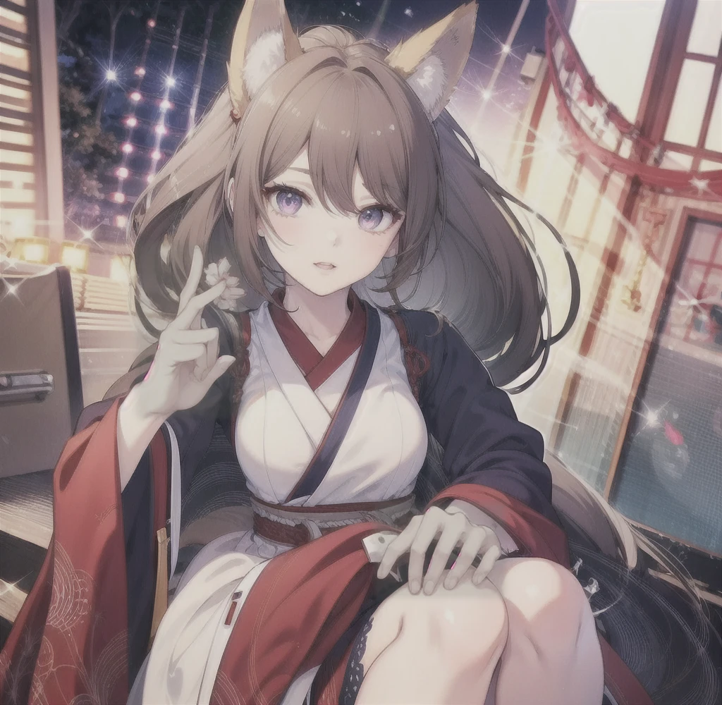 Highest quality, masterpiece, Ultra-high resolution, (Realistic:1.2), One girl, (Detailed face:1.2), (Detailed eyes:1.2), (Detailed Hair:1.2), (Detailed clothing:1.2), 4K, Fox ears,Miko costume
