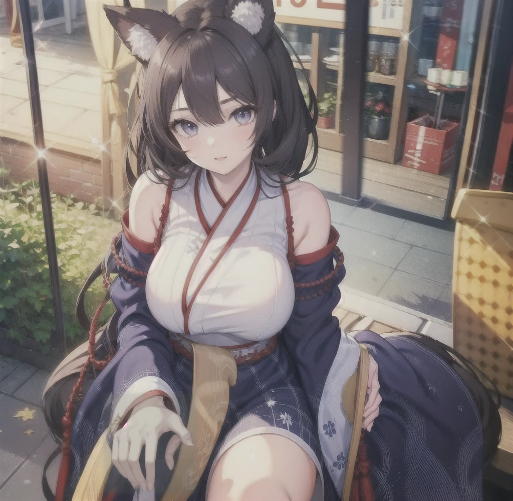 Highest quality, masterpiece, Ultra-high resolution, (Realistic:1.2), One girl, (Detailed face:1.2), (Detailed eyes:1.2), (Detailed Hair:1.2), (Detailed clothing:1.2), 4K, Fox ears,Miko costume