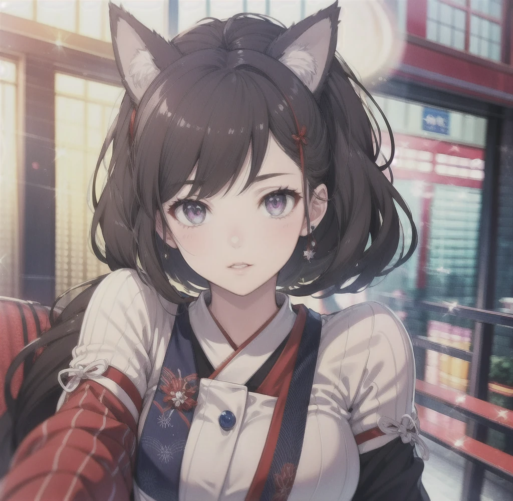 Highest quality, masterpiece, Ultra-high resolution, (Realistic:1.2), One girl, (Detailed face:1.2), (Detailed eyes:1.2), (Detailed Hair:1.2), (Detailed clothing:1.2), 4K, Fox ears,Miko costume