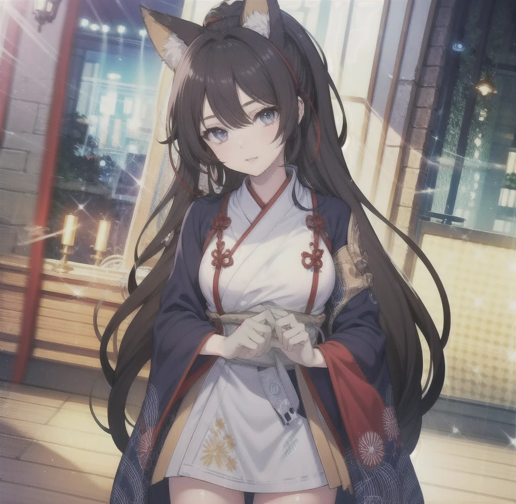Highest quality, masterpiece, Ultra-high resolution, (Realistic:1.2), One girl, (Detailed face:1.2), (Detailed eyes:1.2), (Detailed Hair:1.2), (Detailed clothing:1.2), 4K, Fox ears,Miko costume