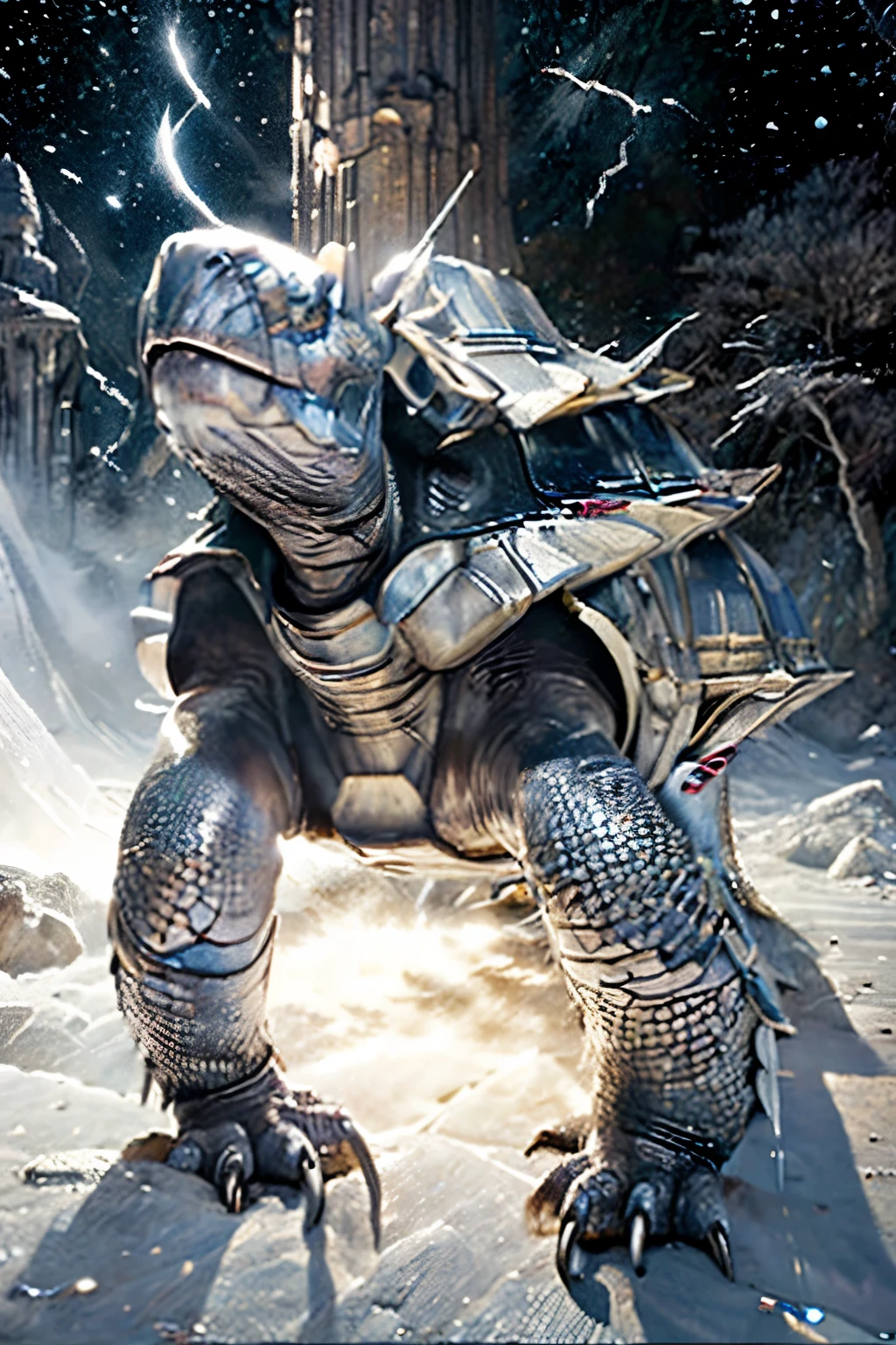 Sword Dragon's whole body was shining with silvery light, its horn was sharp as a spear, its eyes were pure white, its fangs and claws looked fearsome, many layers of scales covered its body emitting metallic luster. The whole body was twenty feet long, its body was slender and its shape was fluid and graceful. It was like a piece of art, it emitted a dense cold feeling of sharpness, as if anyone who got close to it would be pierced through by the surrounding air.