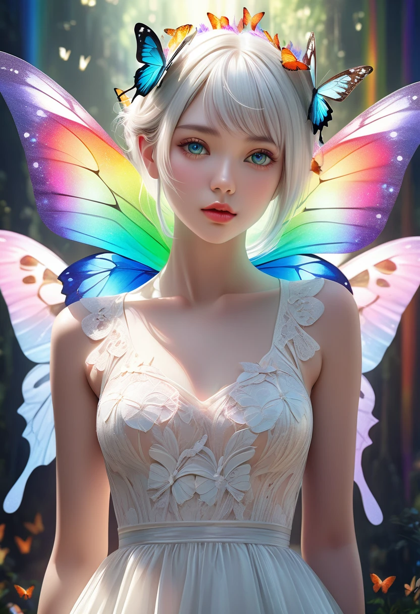 a girl, technicolor, a pastel, rayonism, Tatoo in watercolor of flowers with butterflies