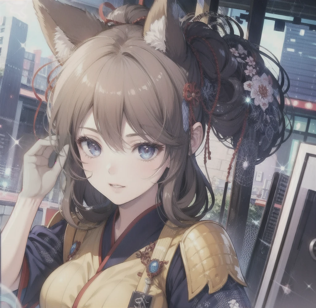 Highest quality, masterpiece, Ultra-high resolution, (Realistic:1.2), One girl, (Detailed face:1.2), (Detailed eyes:1.2), (Detailed Hair:1.2), (Detailed clothing:1.2), 4K, Fox ears,Miko costume