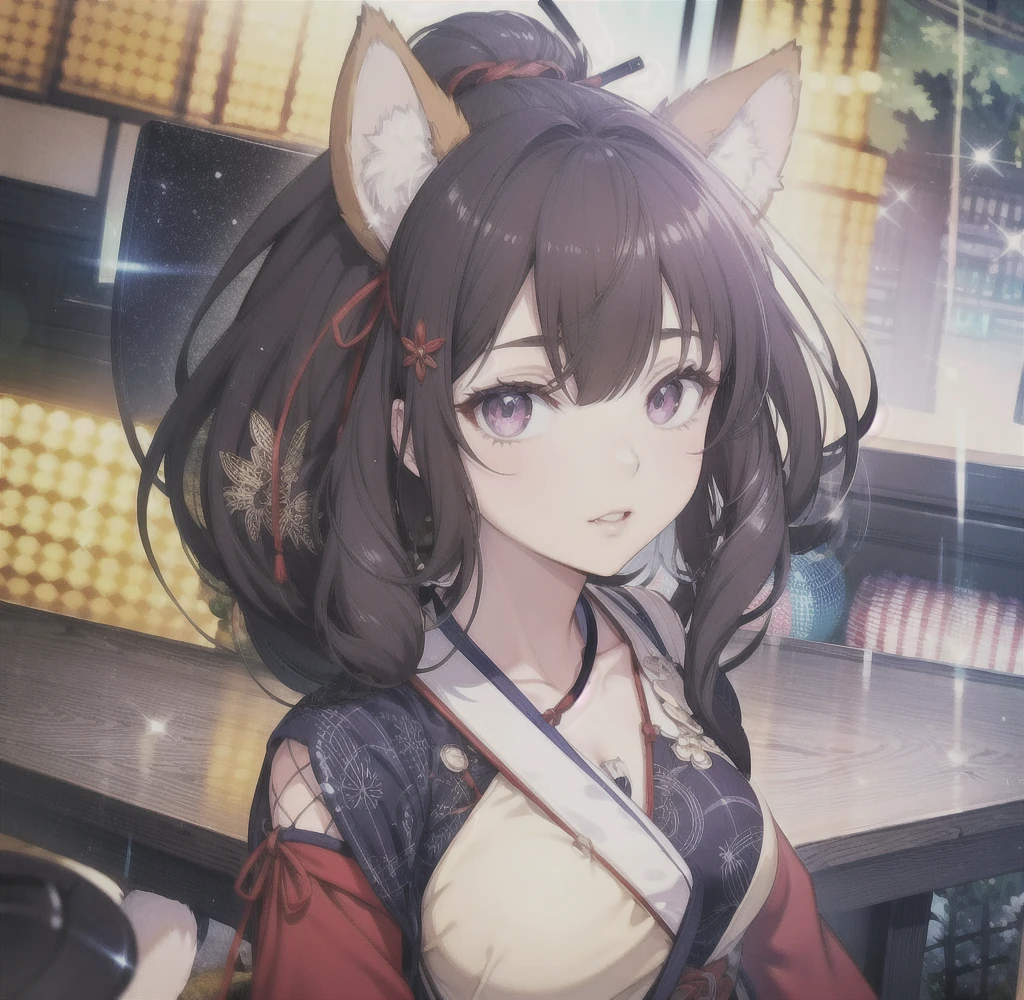 Highest quality, masterpiece, Ultra-high resolution, (Realistic:1.2), One girl, (Detailed face:1.2), (Detailed eyes:1.2), (Detailed Hair:1.2), (Detailed clothing:1.2), 4K, Fox ears,Miko costume