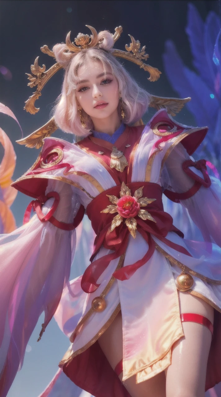(8k, RAW photo, photorealistic:1.25) ,( lipgloss, eyelashes, gloss-face, glossy skin, best quality, ultra highres, depth of field, chromatic aberration, caustics, Broad lighting, natural shading,) looking at viewer with a serene and goddess-like happiness