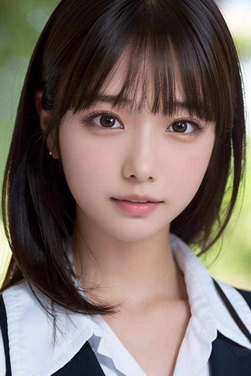 ((masterpiece, Highest quality, High resolution)), 1 Japanese girl, (Realistic: 1.4), Great face, , (Beautiful Hair:1.5), Black blazer、Large Breasts、Red ar、See through、School classroom, Angle from the front, Smooth, Highly detailed CG composite 8K wallpaper, High resolutionのRAWカラー写真, Professional photography, Light, BackLight, dream-like, impressive, Written boundary depth, (Face close-up:1.4)