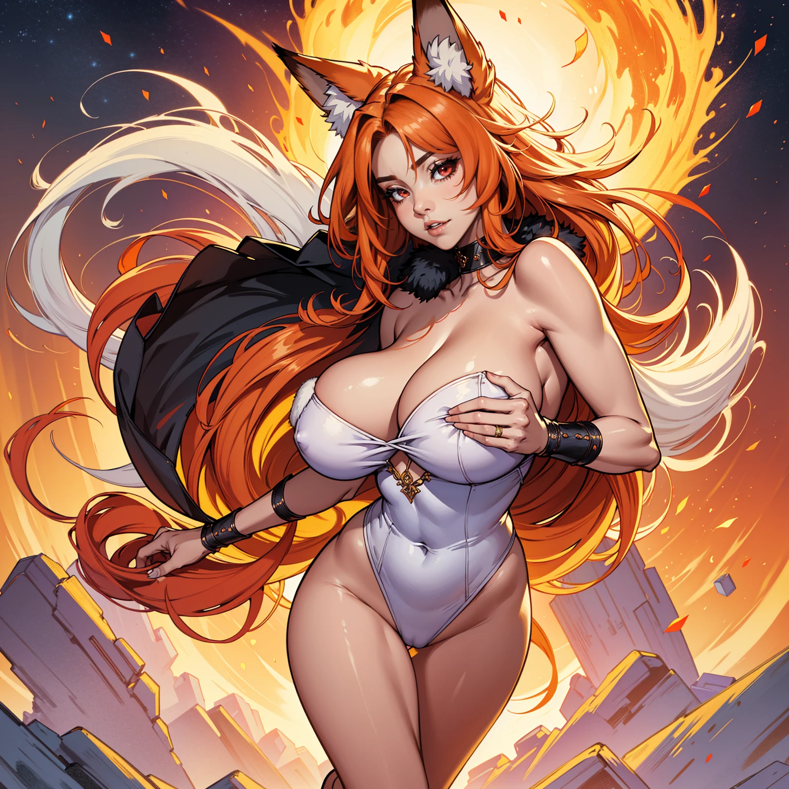 Masterpiece, Ultra extremely detailed, Insanely Definition - quality, 8k, (vibrant colors,vibrant theme), (intricate), full body , NSFW                                                                                                       Full-body picture side-view of a furry, curvy, sexy,  1Ninetales, girl with, red eyes, perfect eyes, big long hair, natural fluffy fur texture, large breast, perfect butt, fluffy Ninetales fox_tails, wearing a skimpy evening gown, mouth slightly open, sexy_attire,  uploaded on e621, by bonk, by chunie, by faejunkie, by pakwan008, by wolfy-nail, by personalami, by totesfleisch8, by bonifasko, by viejillox, 
