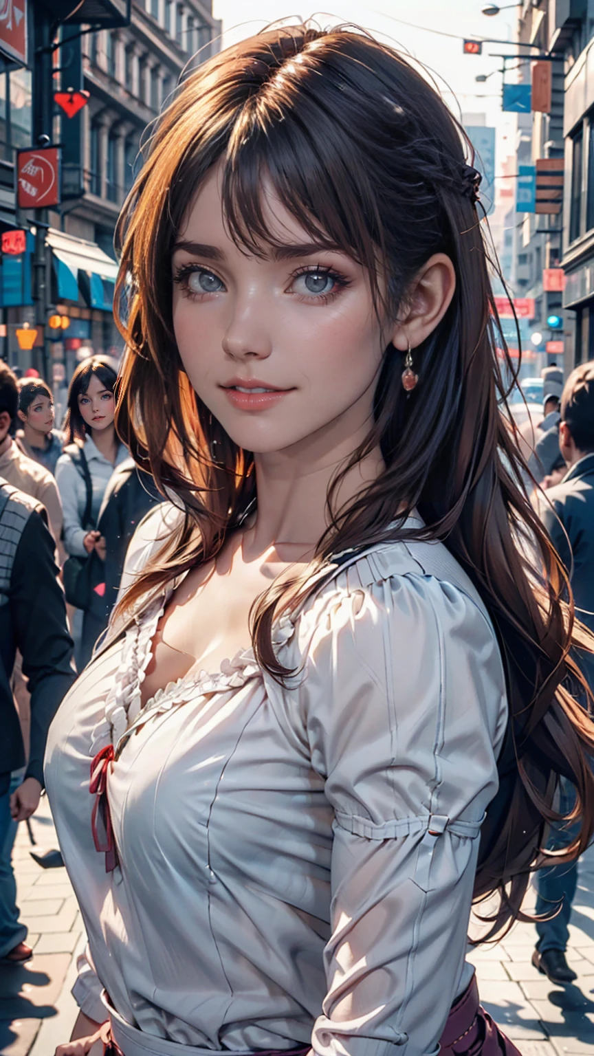 Mature Caucasian Woman、Sexy Gothic Lolita Fashion、Shibuya Scramble Crossing、smile