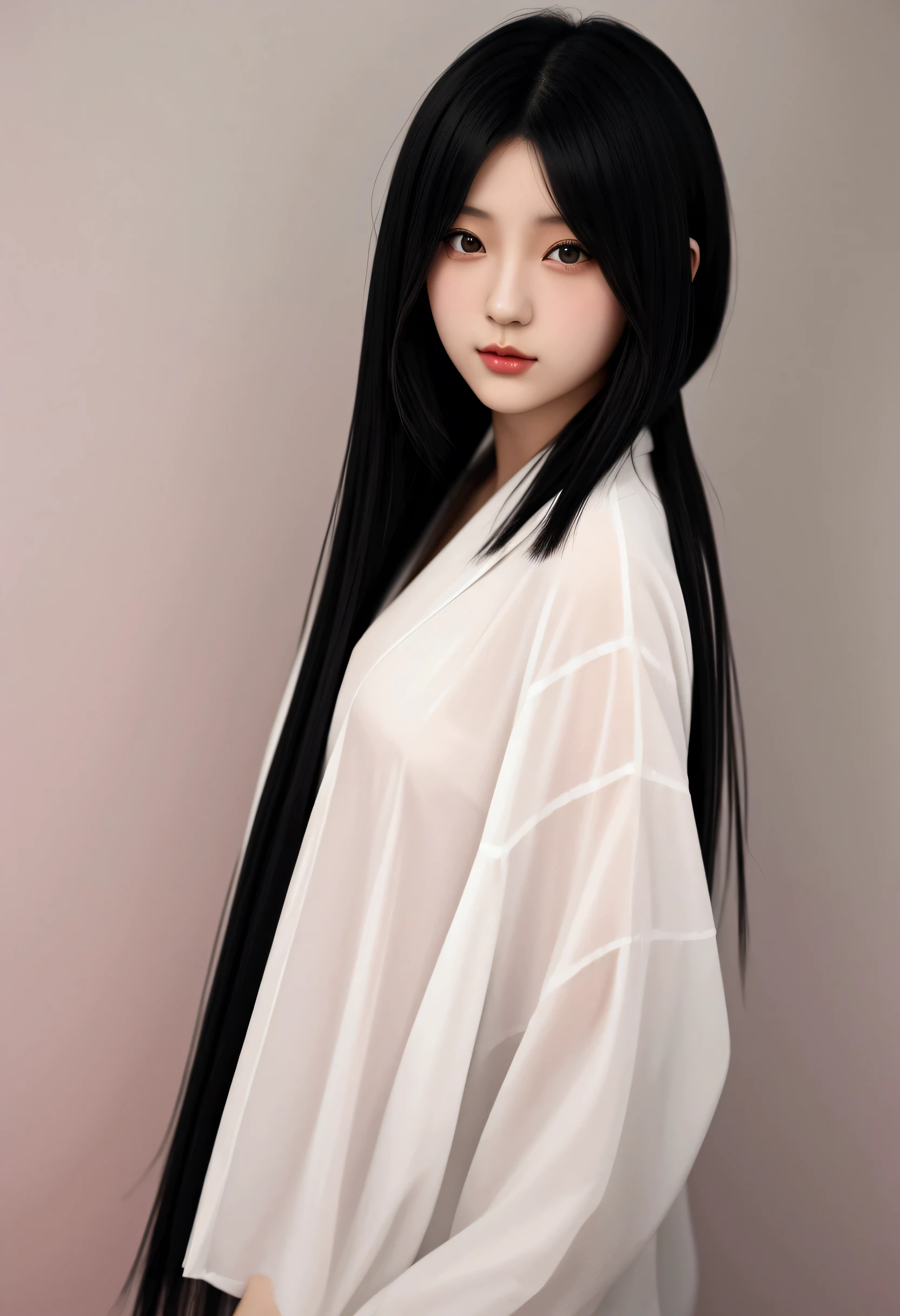 Watercolor style、digitalart、Black Hair Bob、Japan Beautiful Girl、18year old、realistic