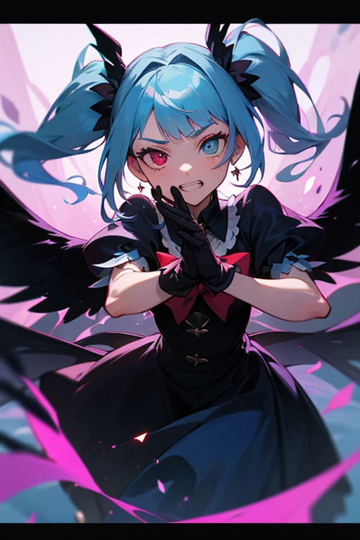 ((masterpiece, best)), 1girl, (mature woman: 1.4), 130mm f1.4 lens, 1girl, solo, pointed ears, heart-shaped pupils, micro skirt, looking down, demon girl, flat chest, demon wings, saturated, colorful , colorful hair, silver hair, blue hair, colorful eyes