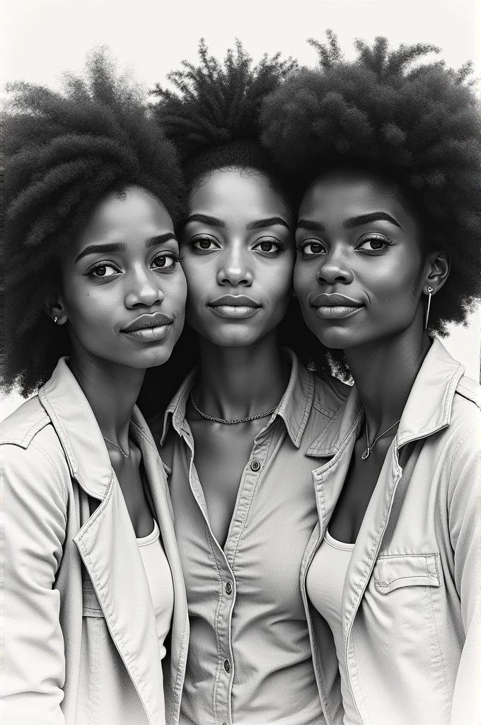 Three afro women of Jehovah's Witnesses are close to each other , Three afro women, sami , sketch illustration, Jehovah Fanart, , Sketched, trends in art, procreate illustration, digital sketch, um desaminho, digital pencil painting, artistic illustration
