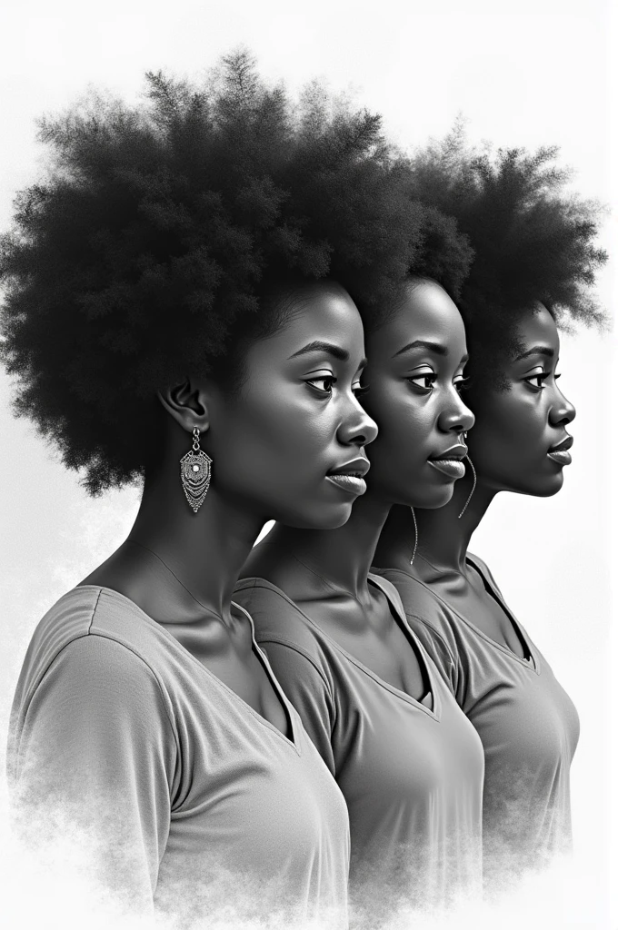 Three afro women of Jehovah&#39;s Witnesses are close to each other , Three afro women, sami , sketch illustration, Jehovah Fanart, , Sketched, trends in art, procreate illustration, digital sketch, um desaminho, digital pencil painting, artistic illustration