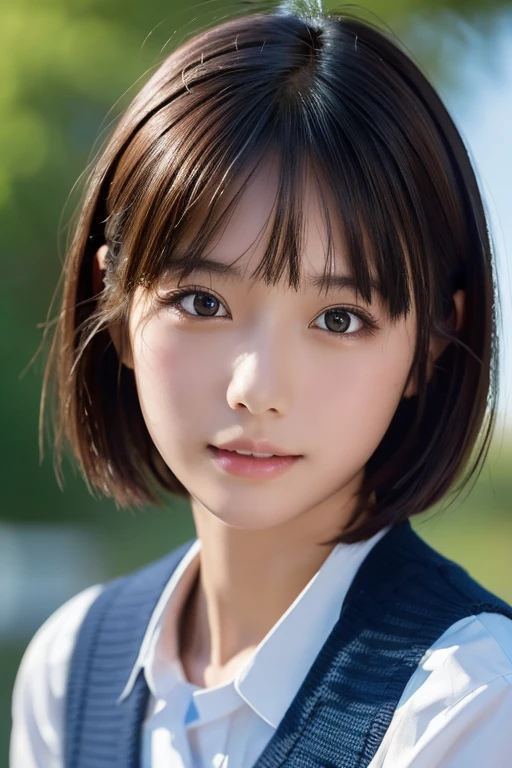 ((masterpiece, Highest quality, High resolution)), 1 Japanese girl, (Realistic: 1.4), Great face, 15 years old, Kissing Face、short hair, (Beautiful Hair:1.5), school uniform、Summer clothes、See through、School classroom, Angle from the front, Smooth, Highly detailed CG composite 8K wallpaper, High resolutionのRAWカラー写真, Professional photography, Light, BackLight, dream-like, impressive, Written boundary depth, (Face close-up:1.5)
