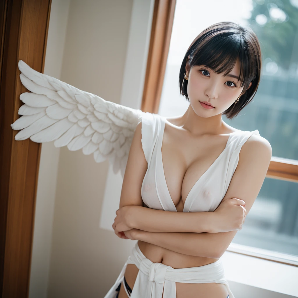 1 girl, 20-year-old、(small, Flat Chest:1.5)、((((white ecchu loincloth:1.0))))、 (Looking into the camera)、Beautiful Japanese actresses, ((Showing off your loincloth))、Whole body images、((She shyly folds her arms to hide her breasts.:1.5))、
Photogenic, Yukihime, Long eyelashes, Snowflake Earrings,
(RAW Photos, Highest quality), (reality, reality的:1.4), (flying debris),
Beautiful details, Beautiful lip detail, Highly detailed eyes and face,
BREAK is perfect anatomy, The whole body is thin, small breasts, (short hair:1.3), Angel'smile,
Crystal Skin, Wake up, Capture the light