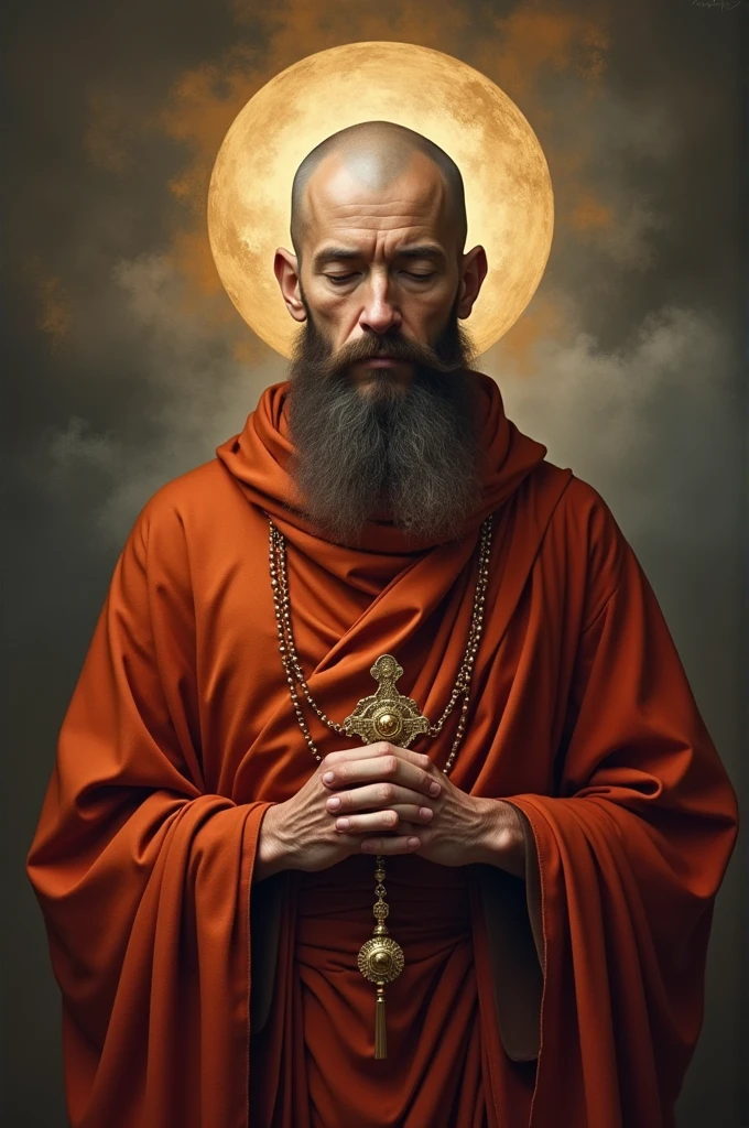 (Masterpiece, best quality:1.5)
undercover, Fantasy, One monk wears a giant rosary on his chest., beautiful eyes, glabrous, meditate,Radius behind, abstract background