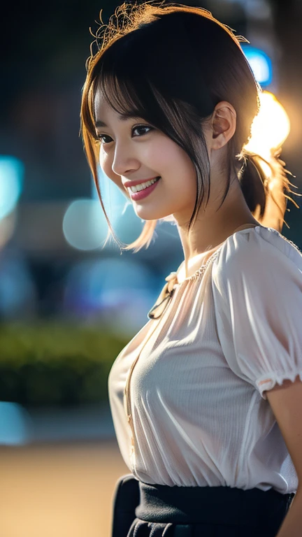 (1 girl, (unbuttoned blouse.:1.2),
Gorgeous Japanese actresses,
(RAW Photos, highest quality),
(Realistic, Photorealistic:1.4), masterpiece, 

very delicate and beautiful, very detailed beautiful and detailed nose, beautiful & detailed, cinema lighting, gentle & feminine,

2k wallpaper, wonderful, finely, very detailed,
Very detailed CG Unity 8k 壁紙, high resolution, 
beautiful detailed lady, very detailed目と顔,
soft light, bob hair, ponytail, short hair with bangs,

BREAK

(Rain: 1.1), Tokyo Shibuya, City Lights, 
Perfect Anatomy, slender body, medium breasts, kind smile, zoom-in face to waist, candid shot, medium shot or cowboy shot, bokeh, SFW)