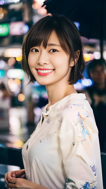 (1 girl, (unbuttoned blouse.:1.2),
Gorgeous Japanese actresses,
(RAW Photos, highest quality),
(Realistic, Photorealistic:1.4), masterpiece,
very delicate and beautiful, very detailed beautiful and detailed nose, beautiful & detailed, cinema lighting, gentle & feminine,
2k wallpaper, wonderful, finely, very detailed,
Very detailed CG Unity 8k 壁紙, high resolution,
beautiful detailed lady, very detailed目と顔,
soft light, bob hair, ponytail, short hair with bangs,
BREAK
(Rain: 1.1), Tokyo Shibuya, City Lights,
Perfect Anatomy, slender body, medium breasts, kind smile, zoom-in face to waist, candid shot, medium shot or cowboy shot, bokeh, SFW)