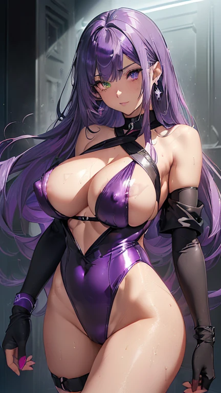 (Shiny purple high leg sexy swimsuit:1.6)(Browsing Caution:1.3).(Glowing Skin:1.8).(Wet Skin:1.3).(Huge breasts:1.7).(Nipples are visible:1.5).Show off your breasts:1.5).beautiful girl,最high quality、Best image quality、masterpiece、girl((Top model at age 20、 By becoming、Best Bust、Tea that opened my heart、shining eye,((Heterochromia iridis, (右eye, red colored 右eye iris)(左eye, gray purple colored 左eye iris), eye; Red and gray purple)), Blue metallic hair、Grey-red hair color, Silver-red smooth shiny top model hairstyle, Straight silk bangs, Cut in a straight line hair and bangs, Blunt bangs+Cut in a straight line, long and smooth hair、thin,Highest valley、black 、Shiny blue short skirt、shoulder jewelry ,Diamond Earrings、Wristband、black gloves)),high quality、Beautiful art、background((School Area))、Flight、flying debris、Written boundary depth、movie、Visual Arts、Perfect art、8k,Genuine、Dynamic Performance