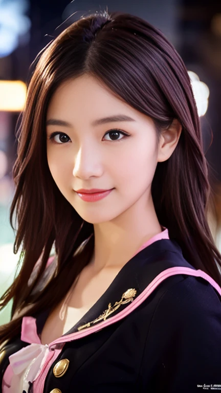 (1 girl, The buttons on the front of her blouse are undone.:1.2), Gorgeous Japanese actresses,
(RAW Photos, highest quality), masterpiece, 
(Realistic, Photorealistic:1.4), 

very delicate and beautiful, very detailed beautiful and detailed nose, beautiful & detailed, cinema lighting, gentle & feminine, 

2k wallpaper, wonderful, finely, very detailed,
Very detailed CG Unity 8k 壁紙, high resolution, 
beautiful detailed lady, very detailed目と顔,
soft light, bob hair, ponytail, short hair with bangs, hot pink hair, jensen_Huang_Iconic_Black_Jacket 

BREAK

(Rain: 1.2), Tokyo Shibuya, City Lights, 
Perfect Anatomy, slender body, medium breasts, kind smile, zoom-in face to waist, (candid_Shot RNG 25%), medium shot or cowboy shot, bokeh, SFW,)
