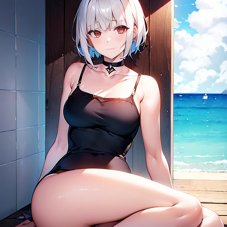 (masterpiece),best quality, expressive eyes, perfect face,w sitting, w sitting on ground, legs on ground, 1girl, big breast, H-cup, good breast,Focalors, crossing arms, beautiful, gorgeous, perfect body, naked, lying on a bed