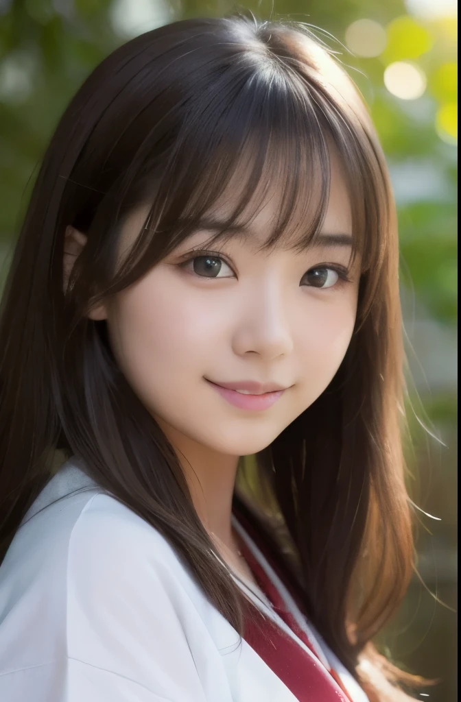 best quality, face focus, soft light, ultra high res, (photorealistic:1.4), RAW photo,(Shinozaki Ai), white skin, kawaii,
1 Japanese girl, solo, cute, (smile), (pupil, lights in the eyes),  detailed beautiful face, Medium-sized breasts,(high resolution detail of human skin texture),(long hair),(portrait), upper body, white traditional kimono, outdoor,