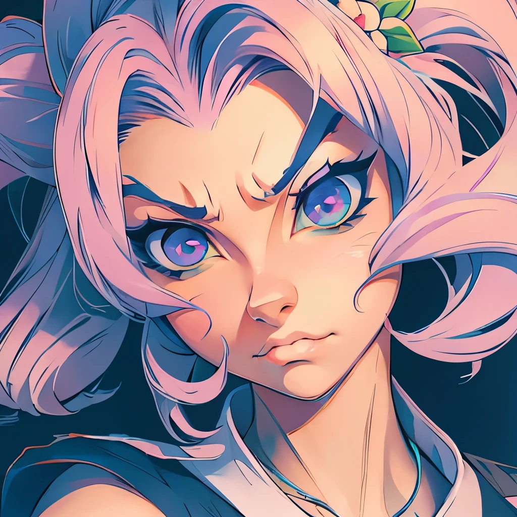 drawing of a woman with a flower on her face, anime styled, jojo anime style, detailed anime face, anime face, hisoka, highly detailed angry anime face, anime inspired, face anime portrait, angry look, stern look, pretty anime face, yayoi kasuma, anime style character, anime style portrait, portrait of hisoka hunter hunter