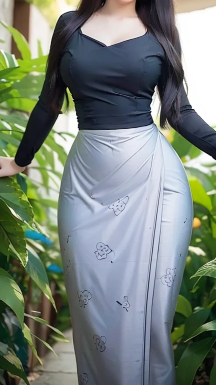 Burmese girl with attractive curvy full body. Friends full-length bikini, ( black 🖤 +green dress)High hips, big hips reflective long dress painted with flower patterns, only dress. hi gh hips High resolution High resolution natural background High resolution HD 3D, 8K cartoon anime