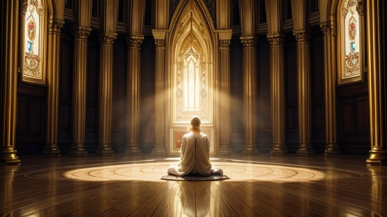 Person praying with faith with a golden light surrounding them
