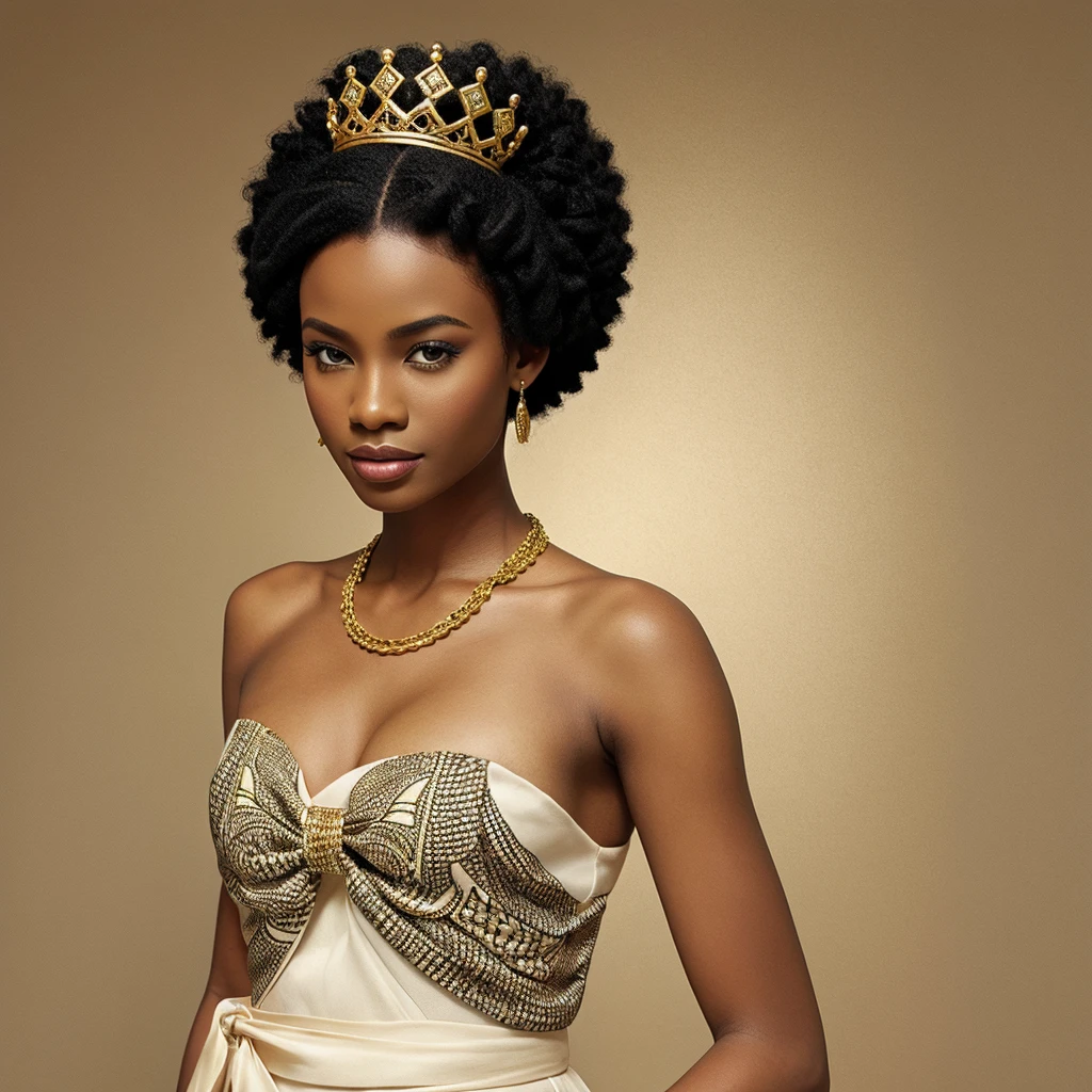  traditional african american fashion illustration, lady with crown on fashion illustration
