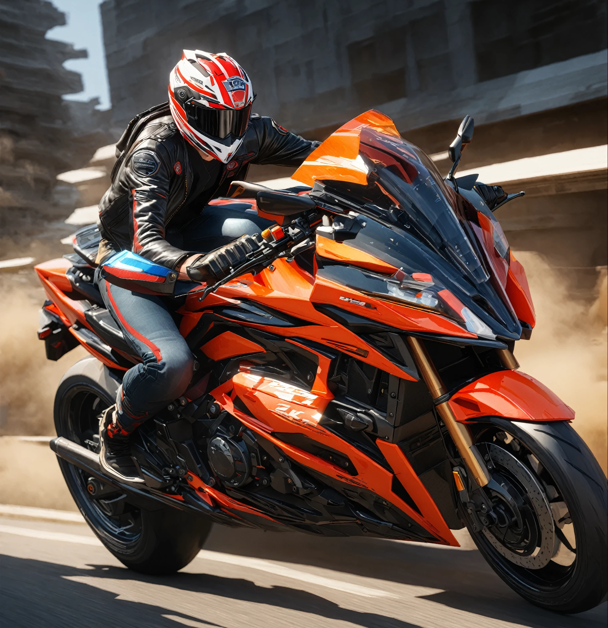 arafed motorcycle rider in a black leather jacket and helmet riding a motorcycle, riding a futuristic motorcycle, 坐在赛博朋克motorcycle上, daniel maidman octane rendering, photo realistic octane render, motorcycle, futuristic motorcycle, Octane rendering - N6, Realistically detailed octane rendering, Portraits, final octane render, 8k Octane comprehensive rendering, 8k Octane Rendering, 8 k octane render