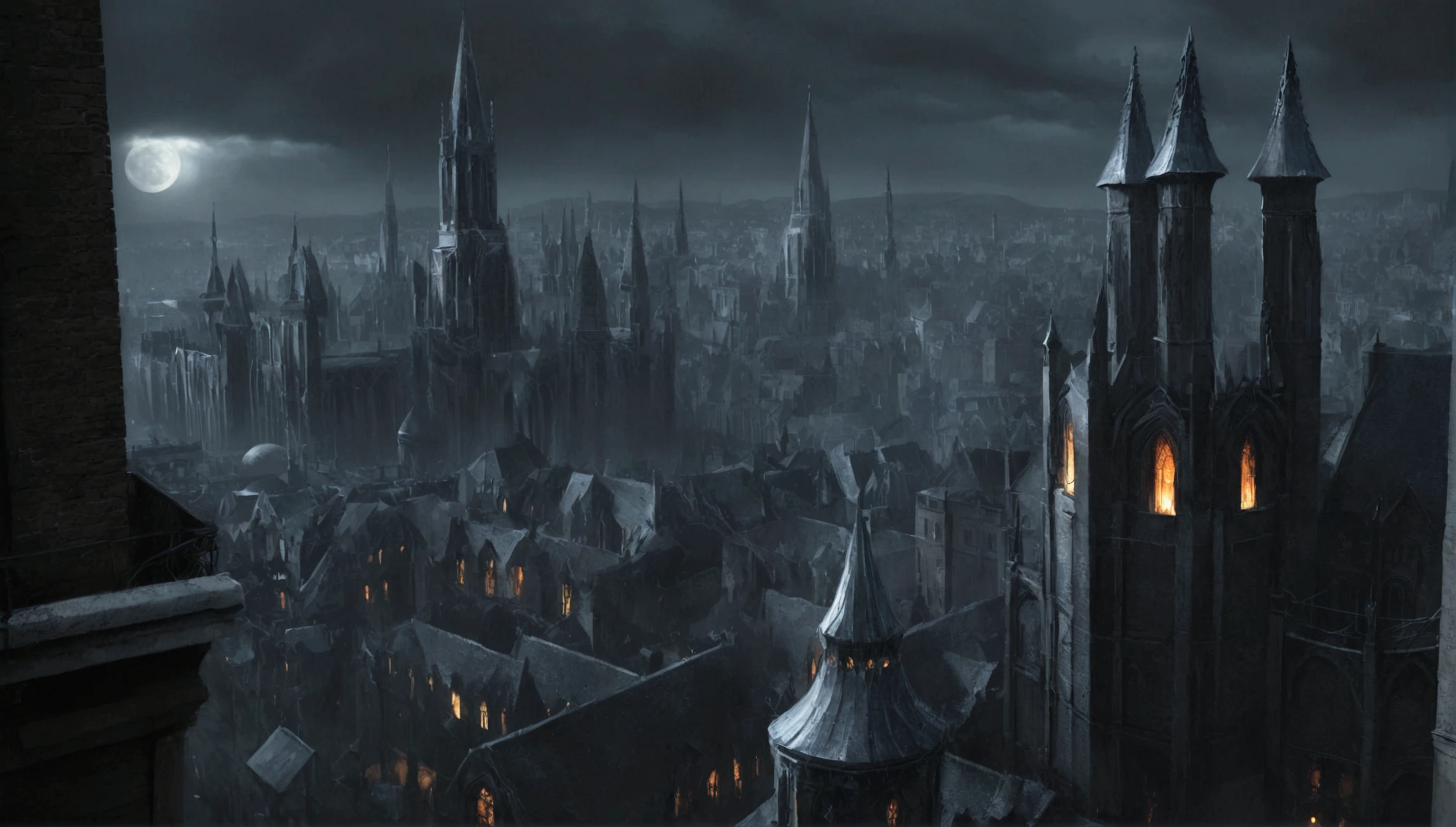 ((Best quality)), ((masterpiece)), (detailed), Заснеженный city, dark fantasy, Dark atmosphere, Gothic, Gothic style, city, большой city, metropolis, walls