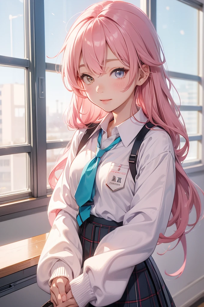 Takanashi hoshino school winter in the classroom pink hair 